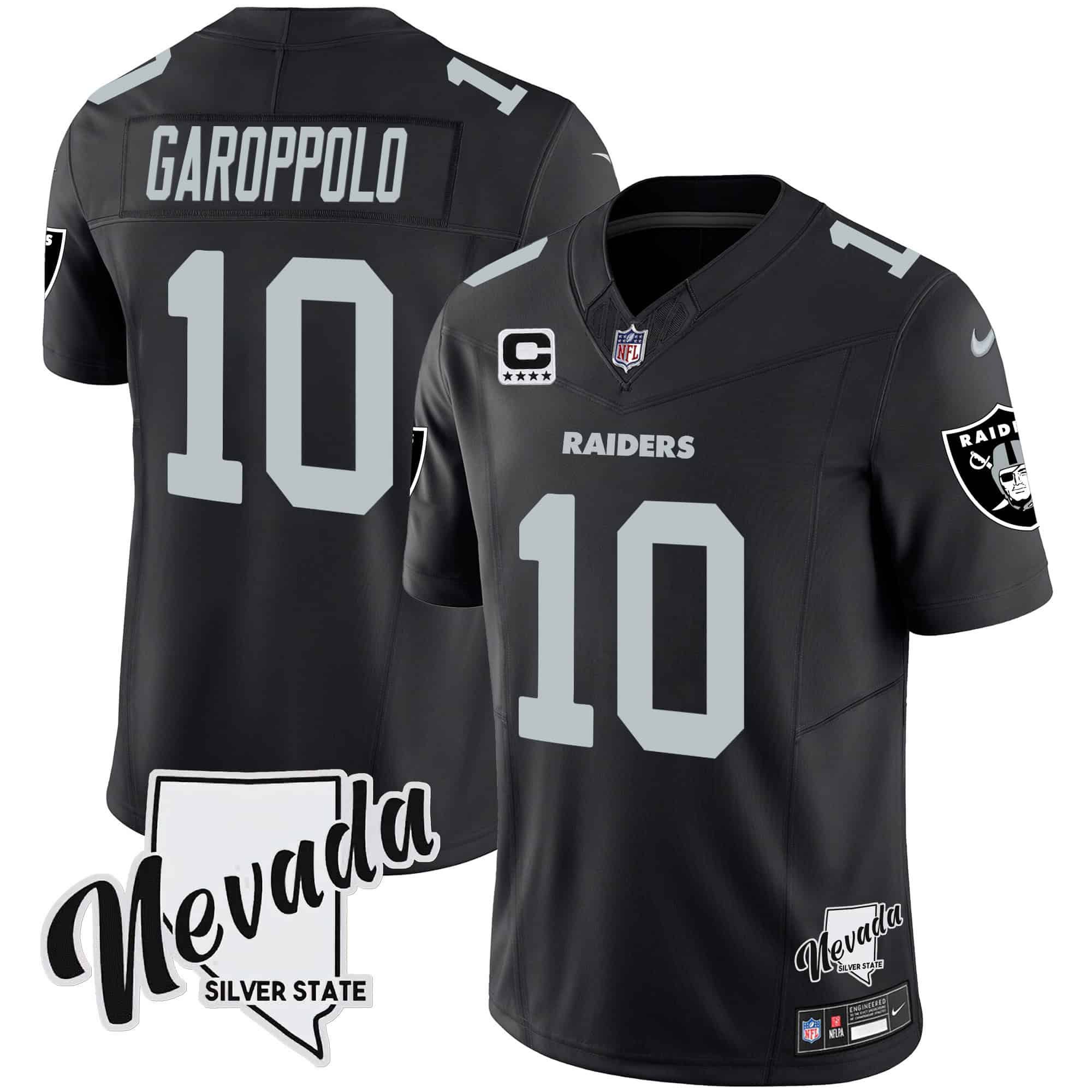 Men Oakland Raiders #10 Garoppo Black 2024 Nike Nevada Silver State Patch Vapor NFL Jersey style 1->indianapolis colts->NFL Jersey